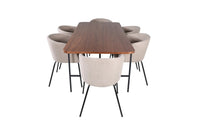 Spisegruppe Berit & Uno 200 x 90 – beige og natur