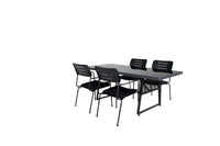Spisestol Nicke & Dallas 2-pakk + Rektangulært spisebord 193 x 90 – svart