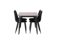 Spisestol Polar & Tempe 2-pakk – svart + Spisebord rektangulært 140 x 80 – valnøtt