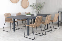 Spisestol Lindos & Marbella 2-pakk + spisebord rektangulært 160 x 100 – brun og svart