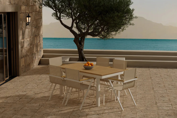 Spisegruppe Mexico & Panama 6-pakk 160 x 90 – beige og natur
