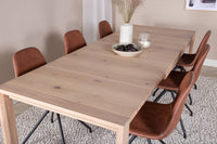 Spisebord Slider & Polar 170 x 95 + spisestol 2-pakk – hvitvasket og brun