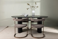 Spisegruppe Isolde & Morning oval 180 x 90 + spisestol 2-pakk – svart og brun