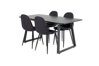 Spisestol Polar & Inca 2-pakk + Rektangulært spisebord 160 x 85 – svart
