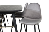 Spisebord rektangulært Gold & Polar 180 x 85 + spisestol 2-pakk – svart og grå
