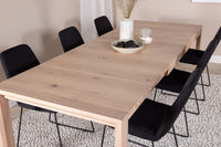 Spisegruppe Slider & Muce 170 x 95 + 2-pakk spisestoler – whitewash og svart