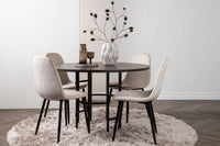 Spisestol 2-pakk – beige + Spisebord rundt ⌀115 – mocca