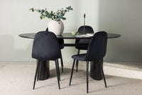 Spisestol Polar & Isolde 2-pakk + Spisebord ovalt 180 x 90 – svart