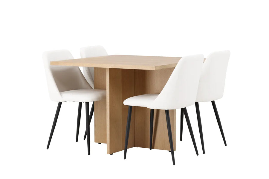 Spisegruppe Leo & Night 100 x 100 2-pakk – natur og hvit