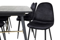 Spisebord Gold & Polar rektangulært 180 x 85 + spisestol 2-pakk – svart