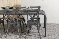 Spisebord Borneo & Tablas 200 × 100 + spisestol 2-pakk – svart og mørk grå