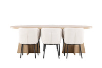 Spisegruppe Bootcut & Agnes oval 230 x 115 + 2-pakk spisestol – natur og hvit