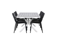 Spisebord Garcia & Peking 200 × 100 + spisestol 2-pakk – grå og svart