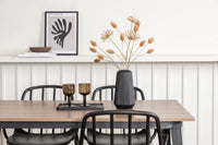Spisebord Tempe & Dyrön 140 x 80 + spisestol 2-pakk – valnøtt og svart