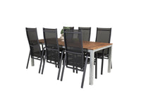 Lenestol Copacabana & Zenia 2-pakk – svart + Rektangulært spisebord 200 × 100 – natur
