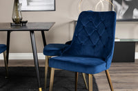 Spisegruppe Dipp & Velvet Deluxe 120 x 85 med 2-pakk spisestoler – svart og blå