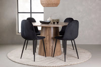 Spisegruppe Polar & Lanzo 2-pakk + Rundt spisebord ⌀120 – svart og natur