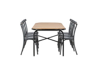Spisebord Holmbeck & Tablas 200 x 90 + spisestol 2-pakk – natur og mørk grå
