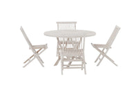 Spisestol Kenya 2-pakk + Spisebord rundt ⌀120 – whitewash