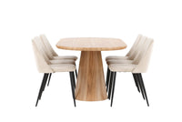 Spisestol Night & Stjärnö 2-pakk + Ovalt spisebord 200 x 90 – beige og natur