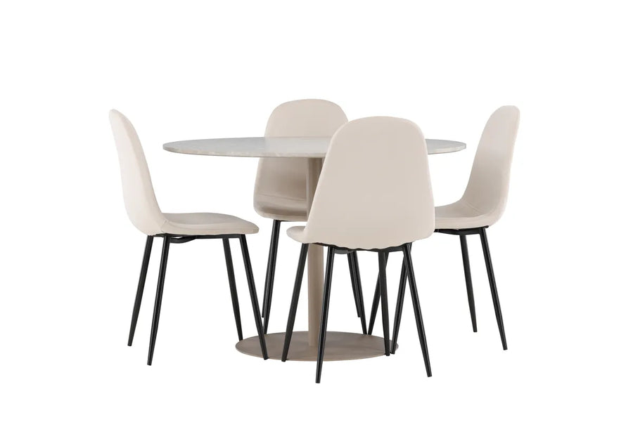 Spisestol Polar & Lycke 2-pakk + Spisebord rundt ⌀110 – beige