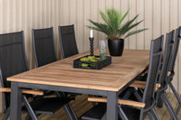 Posisjonsstol Panama 2-pakk + Rektangulært spisebord 224 x 100 – svart