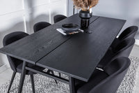 Spisegruppe Sleek & Velvet 195 x 95 + 2-pakk spisestol – svart