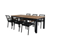 Spisestol Dallas & Panama 2-pakk + rektangulært spisebord 224 x 100 – svart