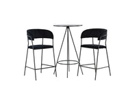 Barstol Lui & Bistro 2-pakk + barbord ⌀60 – svart