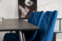 Spisegruppe rektangulær 180 x 90 med 2-pakk spisestoler – svart og blå