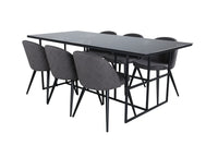 Spisegruppe 200 x 90 + spisestol 2-pakk – svart og grå