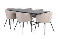 Spisegruppe Berit & Uno 200 x 90 – beige og svart
