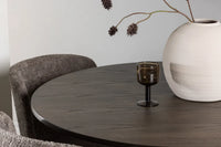 Spisestol Modesto & Olivia 2-pakk + Rundt spisebord ⌀110 – brun og mocca