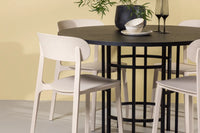 Spisestol Åstol & Copenhagen 2-pakk + Rundt spisebord ⌀115 – beige og svart