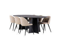 Spisestol Velvet & Bootcut 2-pakk + Spisebord ovalt 230 x 115 – beige og svart