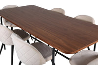 Spisegruppe Uno & Velvet rektangulært 200 x 90 + spisestol 2-pakk – natur og beige