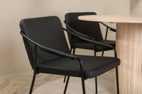 Spisestol Tvist & Bianca 2-pakk – svart + Spisebord rundt ⌀110 – whitewash