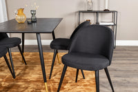 Spisegruppe Dipp & Velvet 120 x 85 + 2-pakk spisestoler – svart