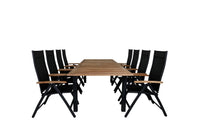 Posisjonsstol Panama 2-pakk + Rektangulært spisebord 224 x 100 – svart