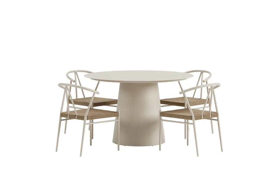 Spisegruppe Alfons & Lanzo + Rundt Ø120 – beige