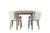 Spisestol Edina & Andy 2-pakk + Spisebord ovalt 180 x 90 – hvit og natur