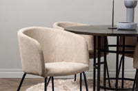 Spisegruppe rund ⌀115 – beige og mocca