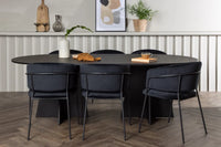 Spisegruppe Bootcut & Selma oval 230 x 115 + 2-pakk spisestol – svart