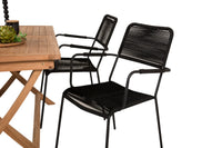 Spisegruppe Kenya & Lindos 120 x 70 + spisestoler 2-pakk – natur og svart