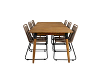 Spisegruppe Julian & Lindos 210 x 100 2-pakk – natur og brun