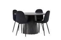 Spisestol Polar & Lanzo 2-pakk – svart + rundt spisebord ⌀120 – mokka