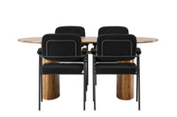 Spisestol Yesterday & Isolde 2-pakk – svart + Spisebord ovalt 180 x 90 – natur