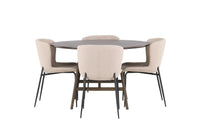 Spisegruppe Modesto & Kaseidon 2-pakk + Rundt ⌀100 – beige og mørkebrun