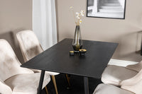 Spisegruppe Dipp & Velvet Deluxe rektangulær 120 x 85 + spisestoler 2-pakk – svart og beige