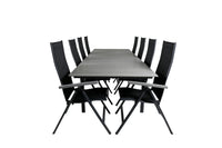 Posisjonsstol Albany & Levels 2-pakk + Rektangulært spisebord 229 × 100 – svart